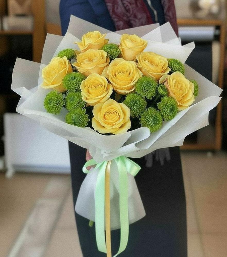 Букет цветов из: Хризантемы и Розы в Дубровский