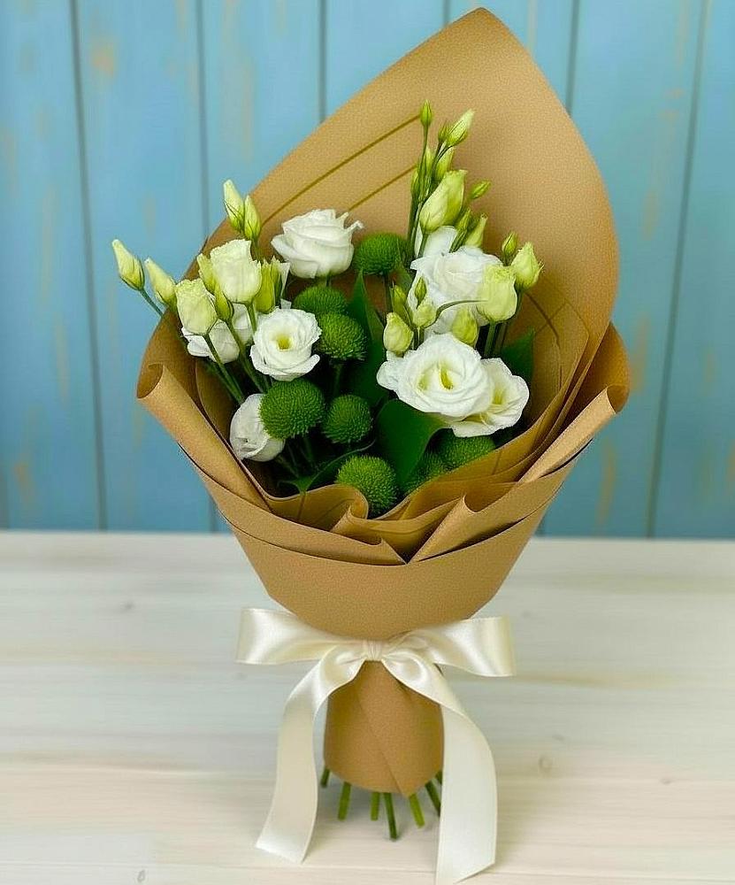 Букет цветов из: Хризантемы и Лизиантусы в Дубровский