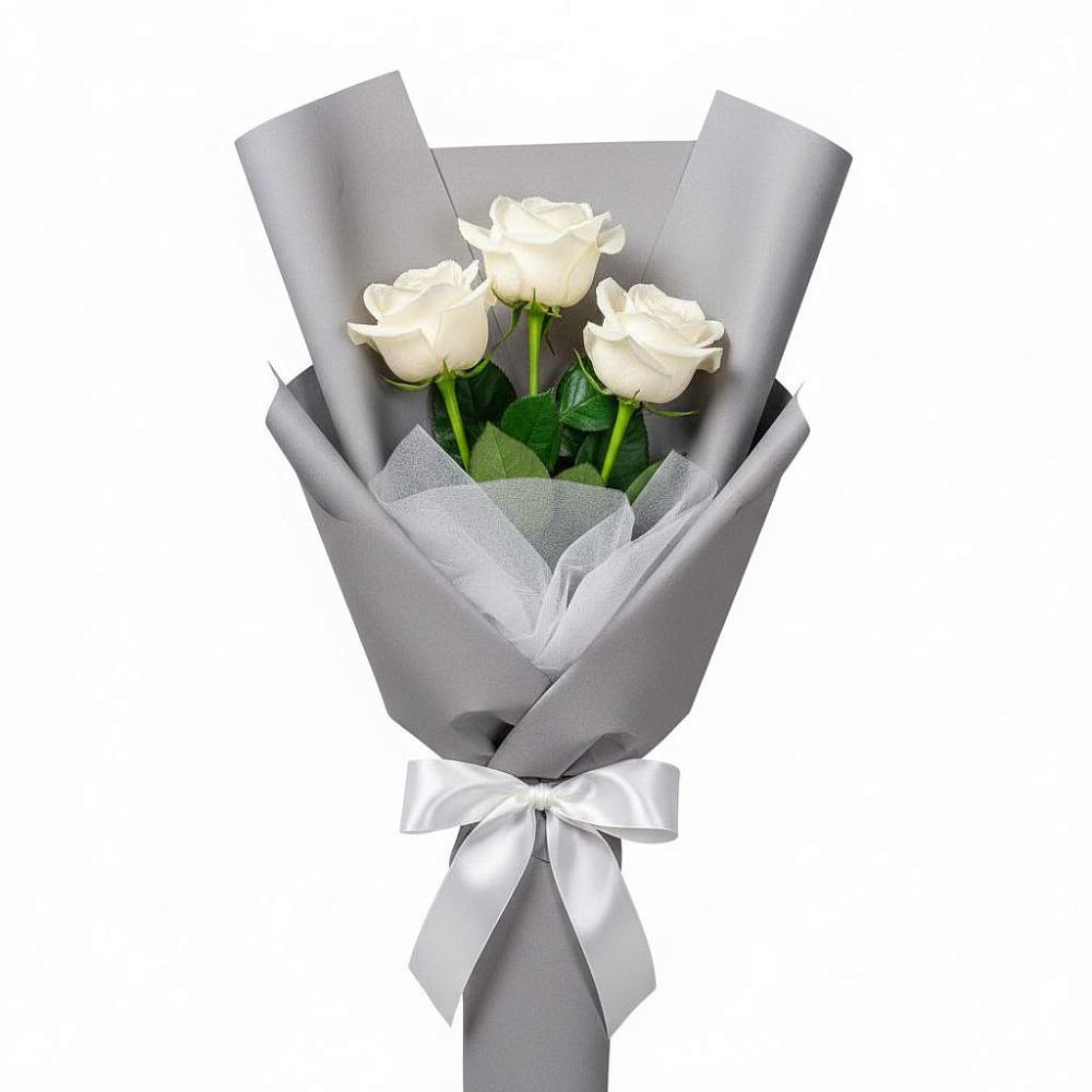 Букет 3 белые розы в Дубровский