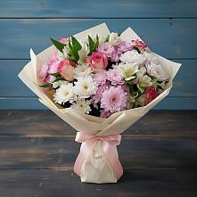 Букет цветов из:  Хризантемы, Альстромерии и Розы в Дубровский