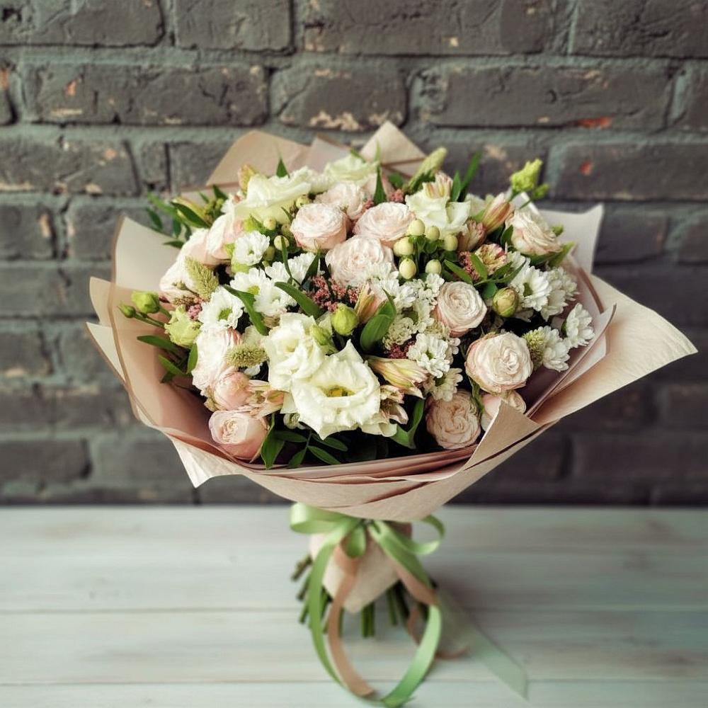 Букет цветов из: Альстромерии, Розы и Хризантемы в Дубровский