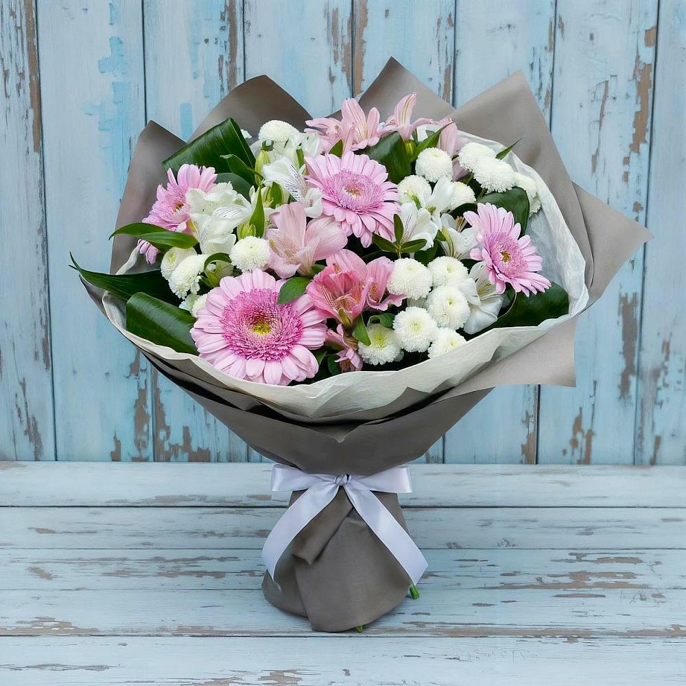 Букет цветов из: Герберы, Альстромерии и Хризантемы в Дубровский